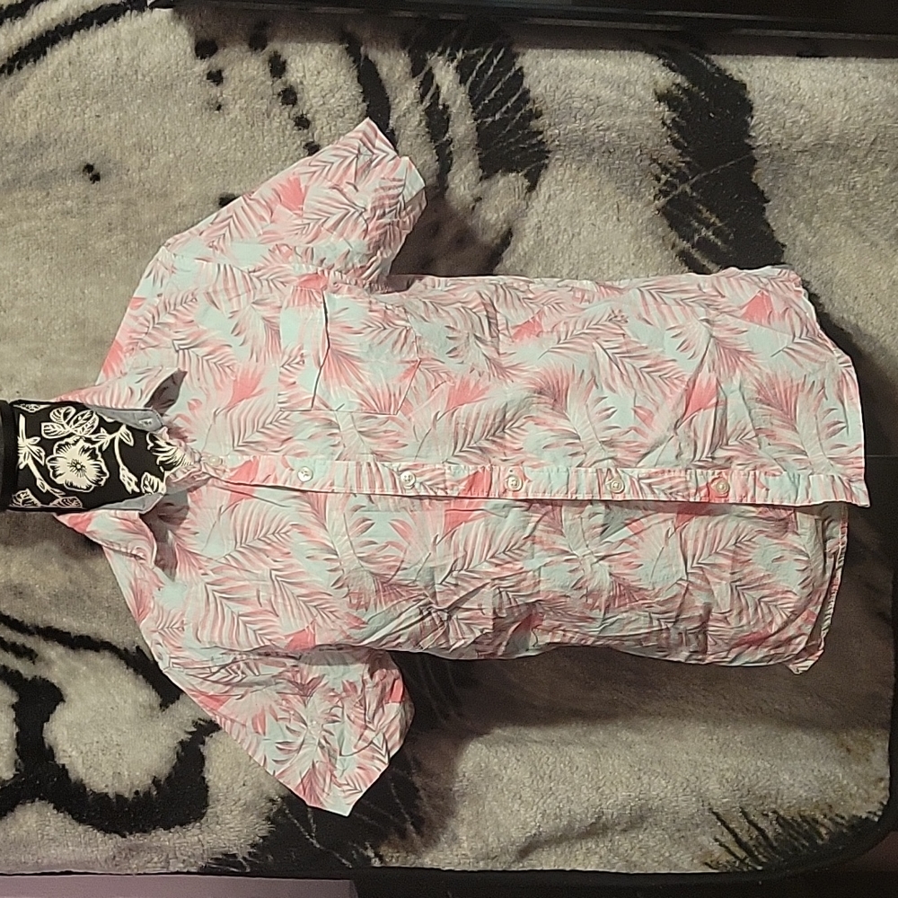 LON NYC pink/blue tropical button up